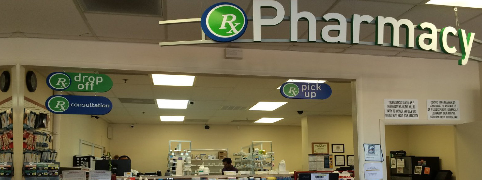 above the counter of ricker pharmacy