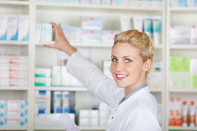 beautiful pharmacist smiling