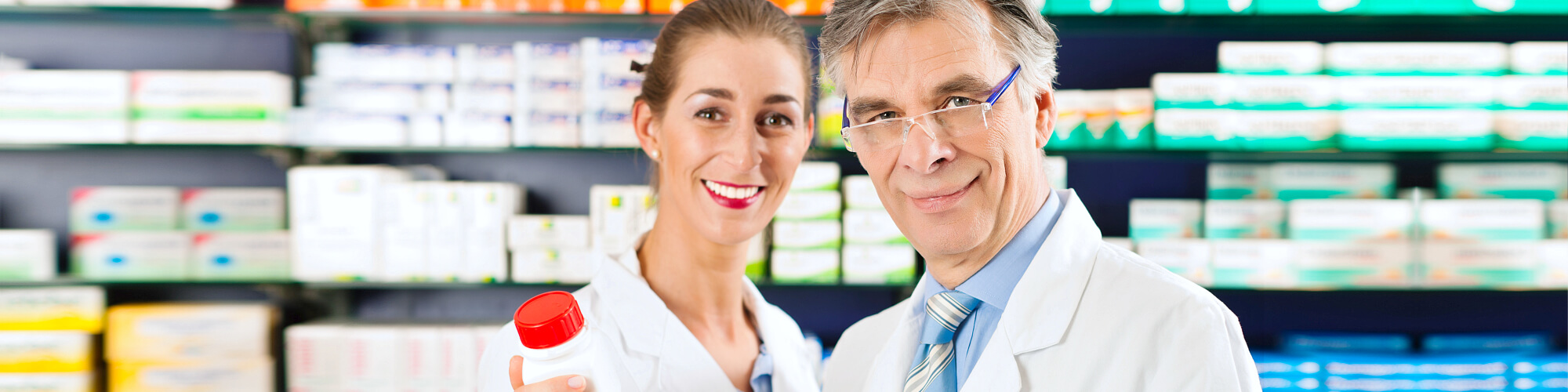 male and female pharmacist