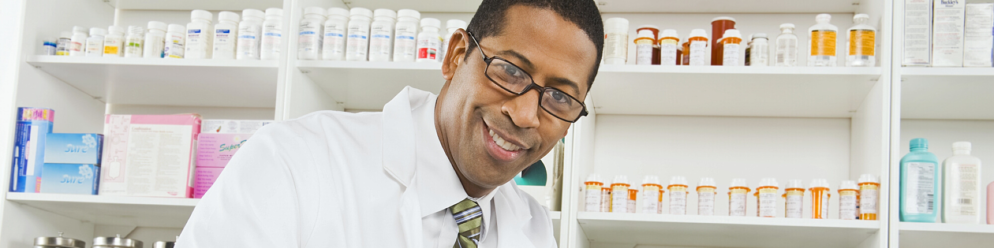 male pharmacist with glasses