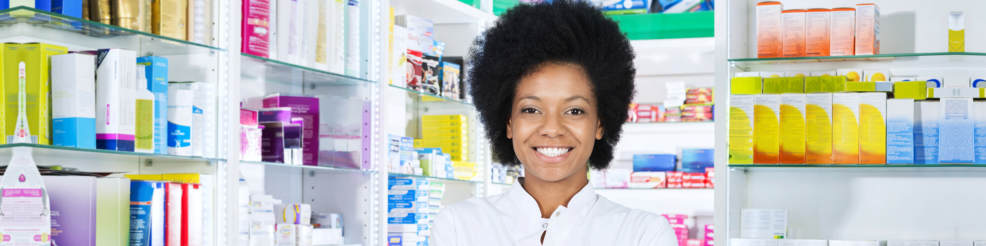pharmacist with curly hair